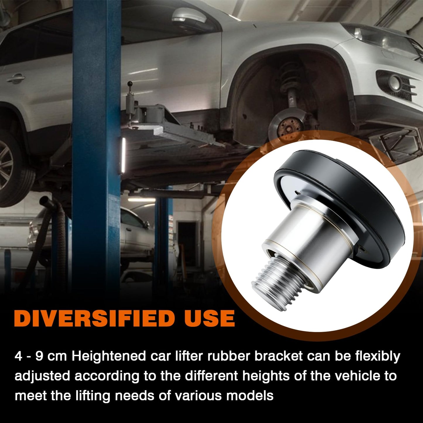 atsuch 60mm 4pcs Shaft Screw Up Car Lift Feet Pads Compatible with Bendpak Maxjax 2 Post Lift w/Rubber Bracket, 4-9 cm Heightened Car Lifts Bridge Jack Car Heightening Feet Tray (60mm 4pcs)