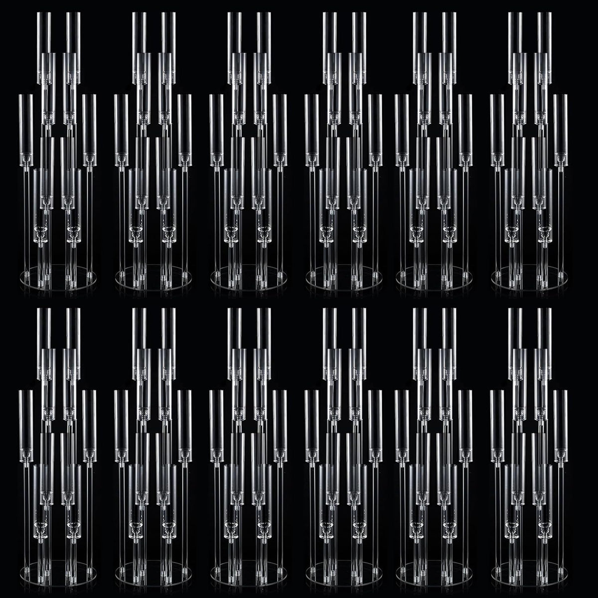 12PCS Acrylic Candle Holder for Party Table Centerpiece,Clear Acrylic Candelabra Centerpiece for Wedding Christmas Baby Shower Event Candles,Fit 0.8" LED Candles