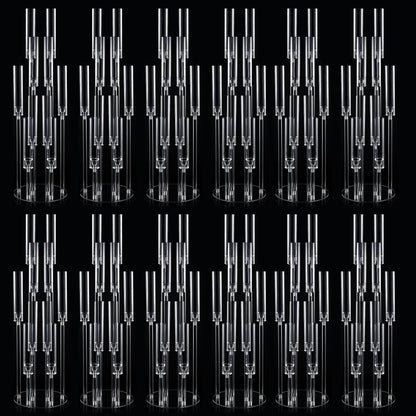 12PCS Acrylic Candle Holder for Party Table Centerpiece,Clear Acrylic Candelabra Centerpiece for Wedding Christmas Baby Shower Event Candles,Fit 0.8" LED Candles