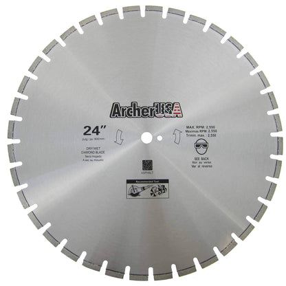 Archer Pro 24" Diamond Saw Blades for Fast Asphalt Cutting and Green Concrete Cutting