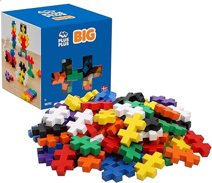 PLUS PLUS BIG - Open Play Set - 100 Piece - Basic Color Mix Construction Building Stem Toy Interlocking Large Puzzle Blocks for Toddlers and Preschool