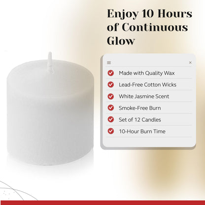 White Jasmine Scented Votive Candles, Set of 12-1.25" Wax Candles for Home, Scented 10 Hour Burn Time - Aromatherapy, Spa Ambiance, Table Centerpieces & Home Décor