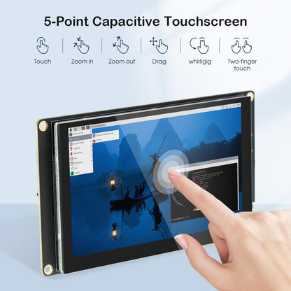 ELECROW 5 Inch Mini Touchscreen Monitor, TN Capacitive 5-Point Touch Screen 800×480 HD LCD Display Compatible with Raspberry Pi 5/4/4B/3B+/3B/B+, PC, Laptop, Driver-Free