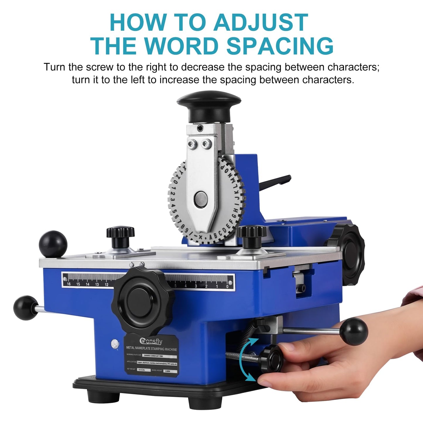 Consfly Metal Nameplate Stamping Machine Semi-Automatic Embosser Label Printing Marking Machine Dog Tag Printer (5mm Character Wheel)