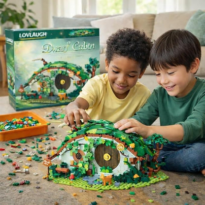 Bag End Dwarf Hole Building Blocks Set (1088 PCS) - 35x27x15cm Model with Interior LED Light Working Doors - Collectible Display Cabin blokcs