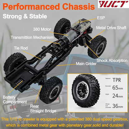YUCT 1/12 Mitsubishi Delica L300 4WD RC Rock Crawler 2.4GHz Remote Control Van Two 1200mAh Batteries