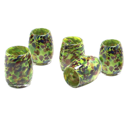 Totally Blown Glassworks Votive Candle Holder, Tea-Light, Handmade Blown Glass, Accent Vase, Centerpiece, Home Decor, Artist Dehanna Jones, Seattle, WA. (Green MM Enchanted Forest)