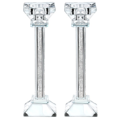 Crystal Candle Holders Set of 2-8.6" Tall Crystal Candlestick Holders - Ultra Elegant and Modern Centerpiece Home Decor