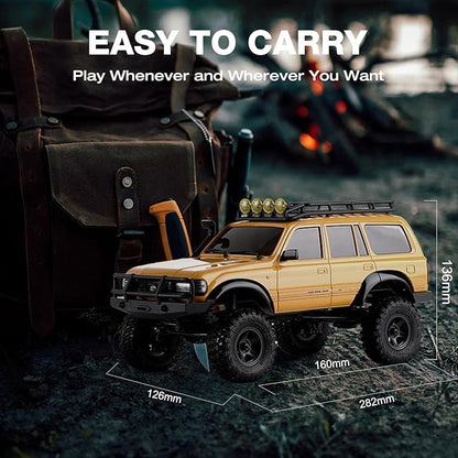 FMS 1/18 FCX18 RC Crawler Land Cruiser LC80 Toyota Officially Licensed 4WD RTR RC Rock Truck with 2.4Ghz Transmission Portal Axles LED Lights for Adults Hobby Gifts (Grey)