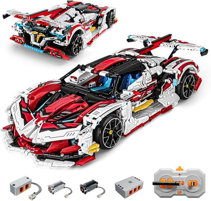 Super Car Building Kits - with Easy Drifting Wheels Remote Control Function Electric Gull-Wing Doors - Collectible 1:10 Scale Model Technique Car Building Blocks Set for Adults (2277 PCS)