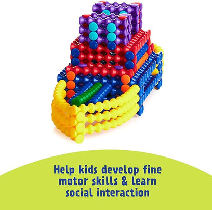 POPULAR PLAYTHINGS Playstix Building Sticks Kit for Kids Construction Stem Building Toy Gift for Boys &amp Girls - Super Set 400 Piece