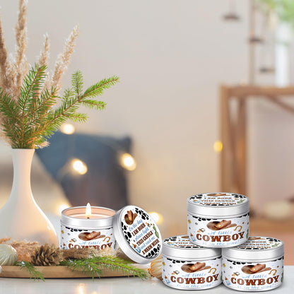 MTLEE 24 Pcs Cowboy Baby Shower Party Favors Candles Lavender Scented Baby Shower Favors for Guests Rustic Tealights Candles Gender Reveal Return Gifts (1.2 oz, White)