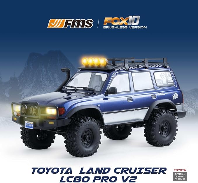BEEZRC FMS 1/10 RC Crawler FCX10 Land Cruiser LC80 PRO RS Toyota LicensedUpgraded Motor 3541-KV2100 New Gearbox 4WD Off-Road RC Rock Truck 2.4GHz Hobby Grade Remote Control Car for Adults RS