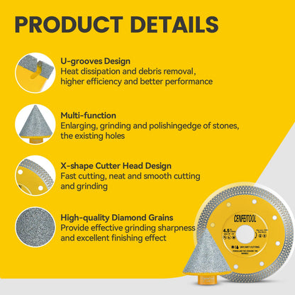 Upgrade 15PCS Diamond Tile Hole Saw Kit: Tile Drill Bits 5/8-11 6/6/8/20/25/35/50/75/100mm, Finger Bit/Chamfer Bit/Cutting Disc/SDS Adapter, Diamond Core Drill Bits Set, Ceramic Tile Porcelain Granite