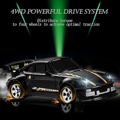 Mini RC Drift Car 1/64 RC Remote Control Car High Speed 2.4GHz Full Proportional RTR Micro Sports Racing Drift 4WD HobbyFast Race Vehicle with Lights Model Toys Gift for Kids Boys Adults