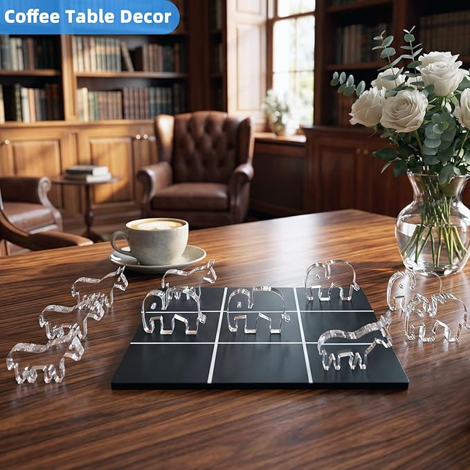 Acrylic Tic Tac Toe Board Game - Modern Coffee Table Decor Easter Basket Stuffers for Teens &amp Adults Office Desk Accessories &amp Family Game Night Essentials2‑in‑1 Game and Decor piece