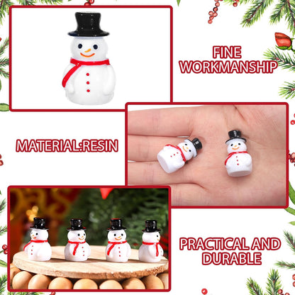 Liliful Mini Snowman Figurines - 50 Pcs Winter Resin Decorations for Christmas | Tiny Ornaments for DIY Crafts