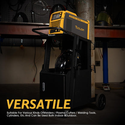TOOLIOM Welder Cart & Welding Trolley for MIG/TIG/Stick Welders & Plasma Cutters Heavy Duty, Large Capacity Lockable Cabinet & 360 Swivel Wheels