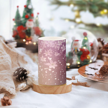 ALAZA Romantic Cherry Blossoms Flickering Flameless Candles Battery Operated with Remote Timer,Tea Light Candles LED Pillar Votive Candles Set of 2 for Outdoor Indoor Decorations