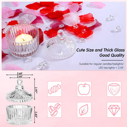FoldTier 24 Pcs Votive Candle Holders Bulk, Glass Jars with Lids, Tealight Holders for Table Centerpieces, Home Decor Wedding Bridal Summer Baby Shower Favors