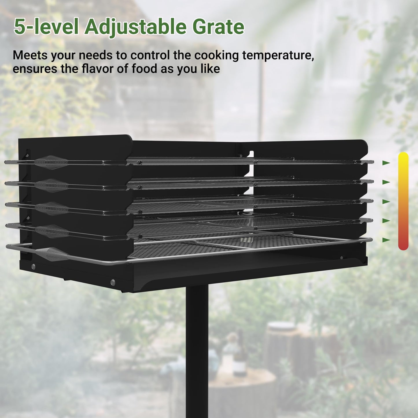 Toriexon Park Grills, 384 Sq. In, Park Style Charcoal Grill, Heavy Duty In Ground Park Grill with Stainless Steel Cooking Grate and Cover for Commercial and Outdoor Cooking 25.5'' L x 17'' W x 11'' H