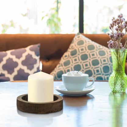 Stonebriar 35 Hour 3x4 Unscented Ivory Pillar Candles + 96 Pack Unscented Smokeless Clear Cup Tea Light Candles