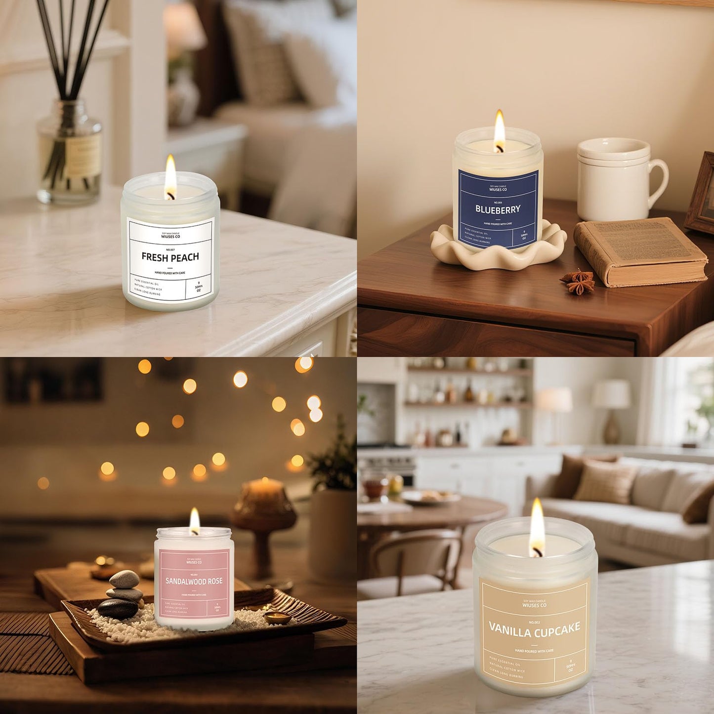 Sandalwood Rose Candle for Home Scented| Natural Soy Non Toxic Candles| Long Clean Burning Aromatheraphy Jar Candel| Women,Men Gift for Autumn,Winter, Halloween,Thanksgiving,Relaxing| 9oz