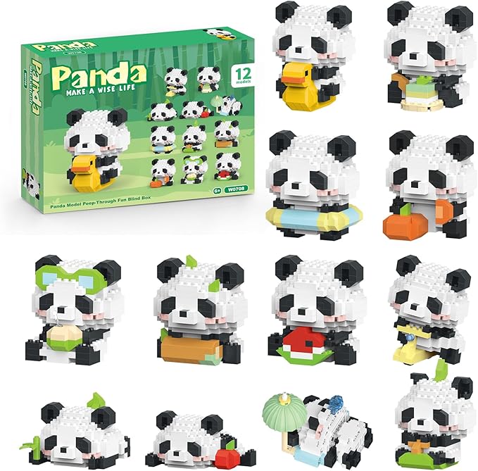 Animals Building Block SetsMicro Mini Animals Party Favors for Kids Birthday Gift for Boy Girl12 Pack Pandas