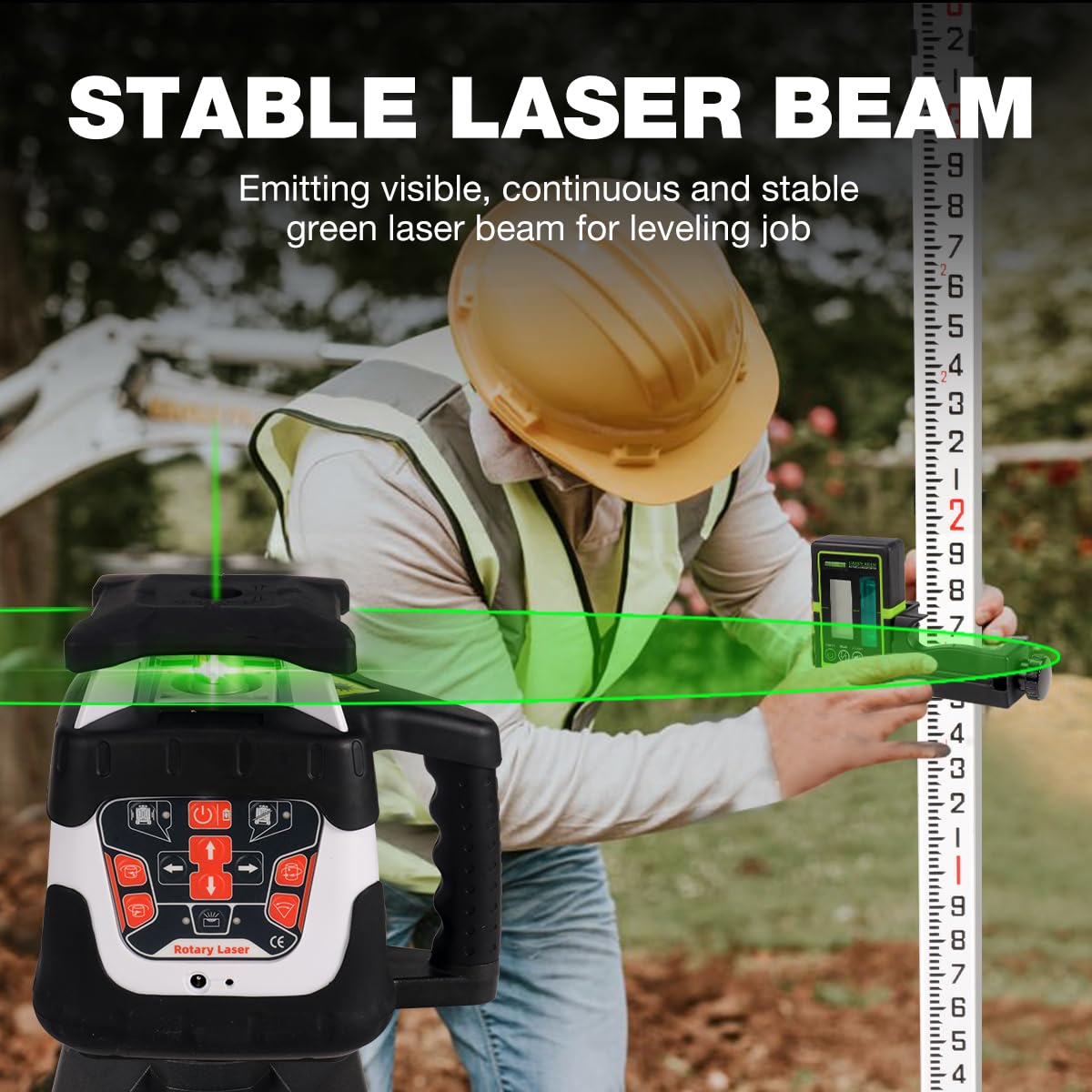 Mountlaser Rotary laser 360 Self Leveling,360 Degree Self Leveling Green Cross Line Laser, Target Plate,Laser Class: Class 2,Laser parameters<5mW