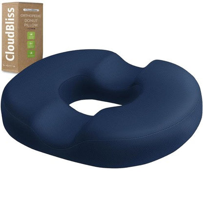 CloudBliss Donut Pillow Seat Cushion Chair Pad for Tailbone Pain Relief and Hemorrhoids, Memory Foam Seat Chair Cushion for Men and Women for Home & Office, (Blue-2XL)