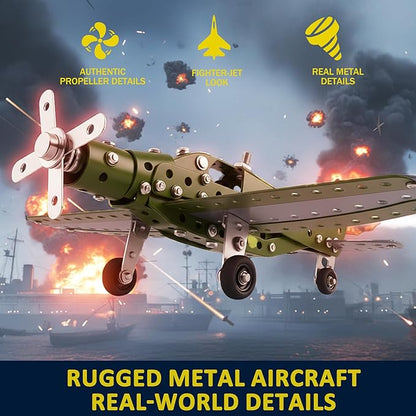 STEM Metal Airplane Building Kits for Kids Ages 8-16 258 Pieces DIY Mechanical Engineering Construction Toys Large Model Aircraft Project for Boys &amp Girls Educational Science Plane Gift