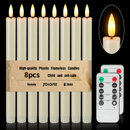 Flameless Taper Candles Battery Operated, Ivory LED Candles with Flickering Flame, 10.23" Plastic Electric Candlesticks, Remote Control & Timer for Home, Wedding, Christmas Decoration (Set of 8)