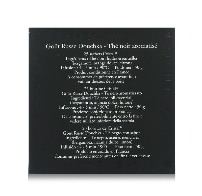 Goût Russe Douchka, Citrus Fruits-Flavoured Black Tea, Box of 25 Cristal® Teabags, Dammann Frère
