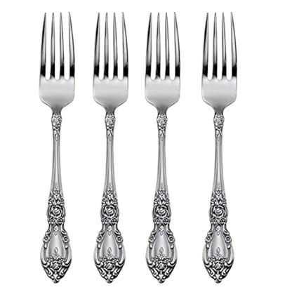 Oneida Silverware Set, Wordsworth Everyday Flatware Dinner Forks Set, Service For 4, 18/0 Stainless Steel, Corrosion Resistant, Dishwasher Safe, Home And Kitchen Utensils Sets, Fork (Silver, 4 Piece)