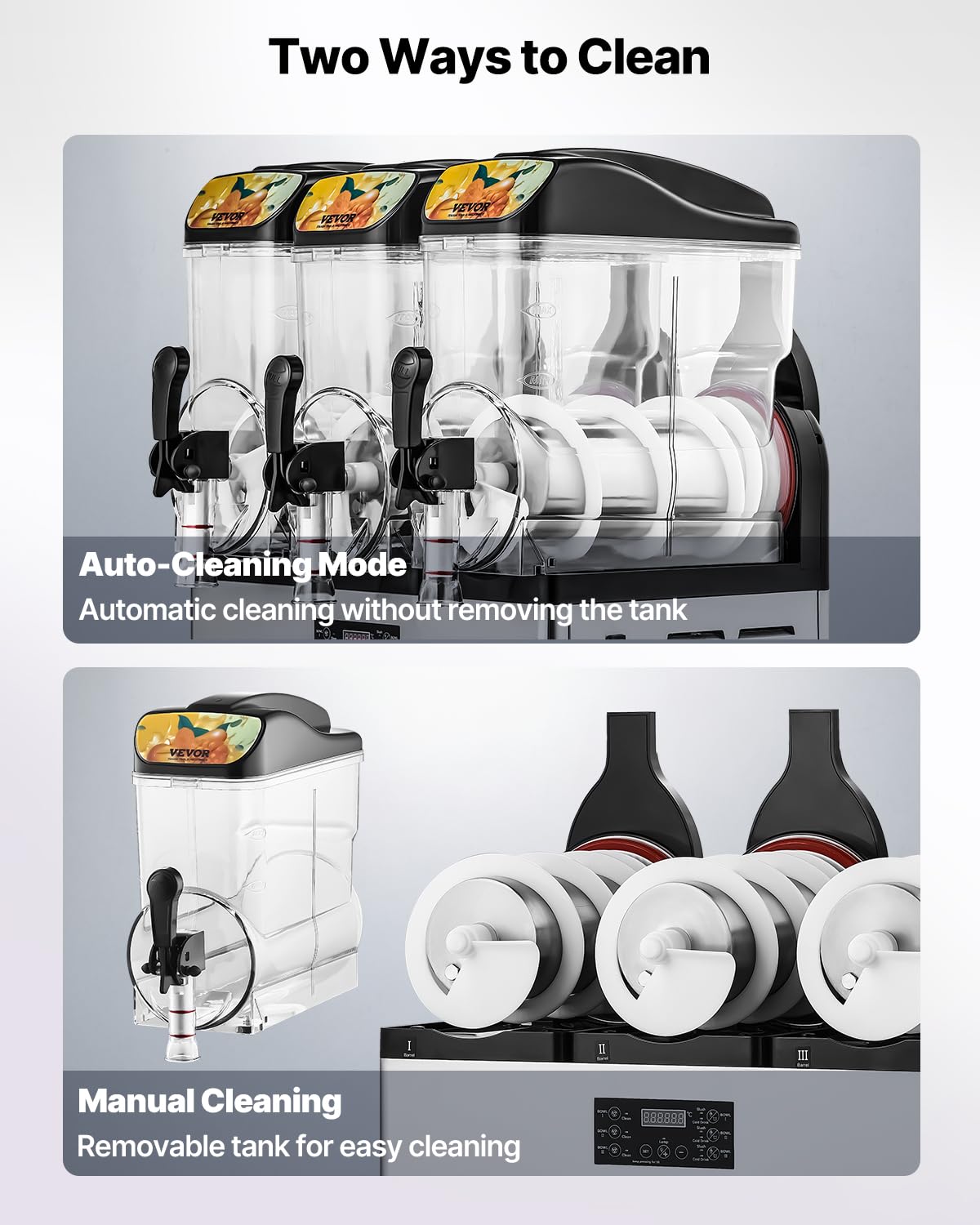 VEVOR Commercial Slushy Machine, 15Lx3 Triple Tank Margarita Machine, 180 Cups Stainless Steel Margarita Smoothie Frozen Drink Machine, Slushie Machine for Party Restaurants Cafe Bars