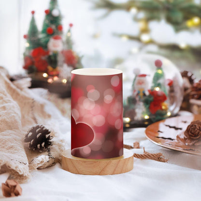 Valentines Lights Flameless Candles Valentines Hearts Bokeh Effect Pillar Candles Set of 2 Battery Operated Remote Control Warm Lights Home Decor