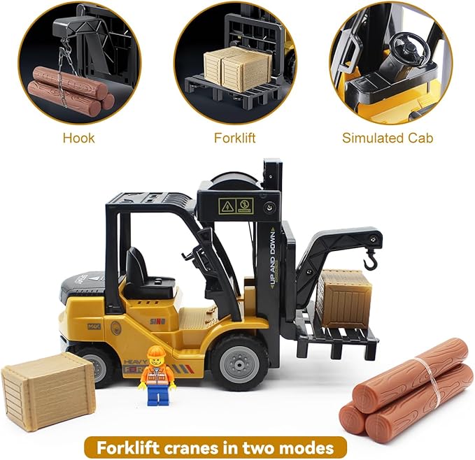 Remote Control Forklift 12 Channel 2 Mode RC Forklift W/Pallets/Boxes/Sound/Light/Spray Two Rechargeable Batteries &amp Charge Kids Forkliftrrucks Toy Christmas &amp Birthday Gifts