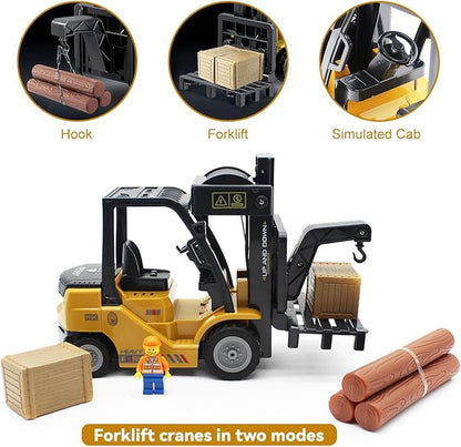 Remote Control Forklift 12 Channel 2 Mode RC Forklift W/Pallets/Boxes/Sound/Light/Spray Two Rechargeable Batteries &amp Charge Kids Forkliftrrucks Toy Christmas &amp Birthday Gifts