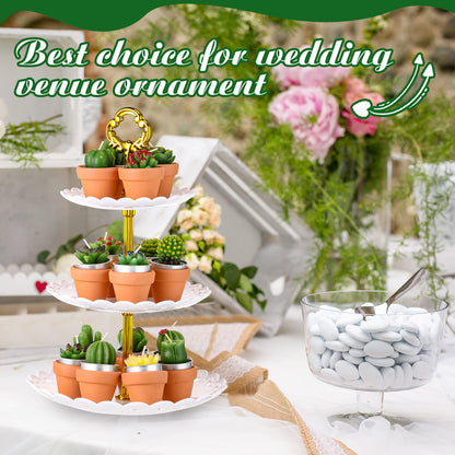 Lounsweer 60 Pcs Succulent Tealight Candles Bulk Novelty Decorative Cactus Candles Wedding Baby Shower Wedding Gifts with Mini Clay Holders for Birthday Party Home Mexican Party Favors (Simple)