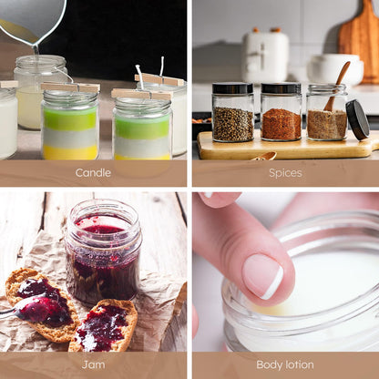 Tecohouse 8oz Glass Jars with Lids, 3 Pack Candle Jars with Blank Labels, 250g Clear Wide Mouth | Cosmetic Containers for Sample, Cream, Lotion, Honey, Powder, Jelly | Kitchen & Home