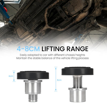 Atesilor 4pcs 60mm Screw Up Car Lift Adapter with Rubber Lift Pads, 4-8cm Extension Car Lift Feet Tray for Car Lift Bridge Jack Stable Support, Fit for Challenger 2 Post Lift
