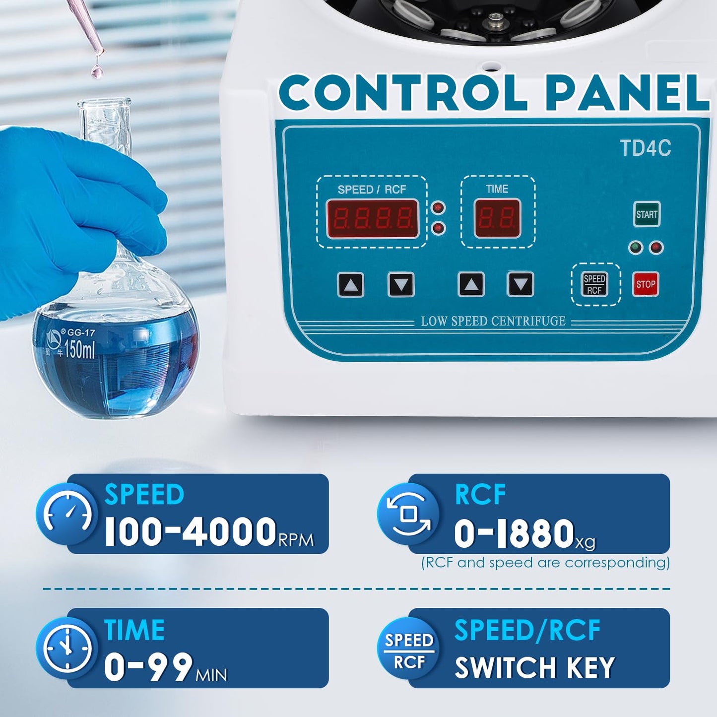 CGOLDENWALL Centrifuge Machine Lab PRP Benchtop Centrifuge 100-4000RPM Low Speed Desktop Centrifuge Machine Timer 1-99min 8x15ml