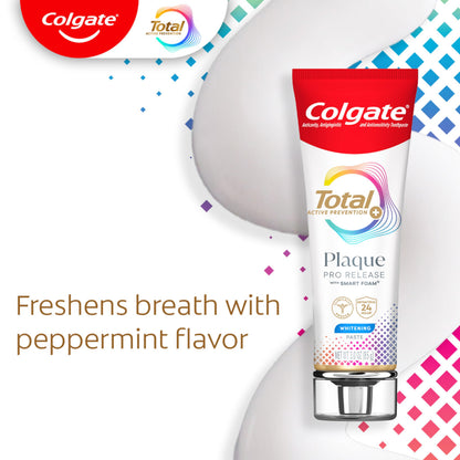 Colgate Total Plaque Pro Release Whitening Toothpaste, 2 Pack, 3.0 Oz Tubes