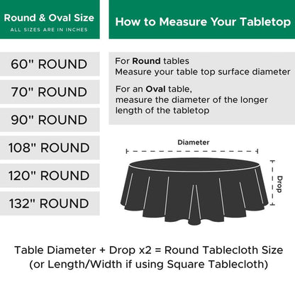 Biscaynebay Textured Fabric Christmas Round Table Cloth 90", Hunter Green Water Resistant Folding Table Covers for Dining, Kitchen, Wedding & Parties Machine Washable