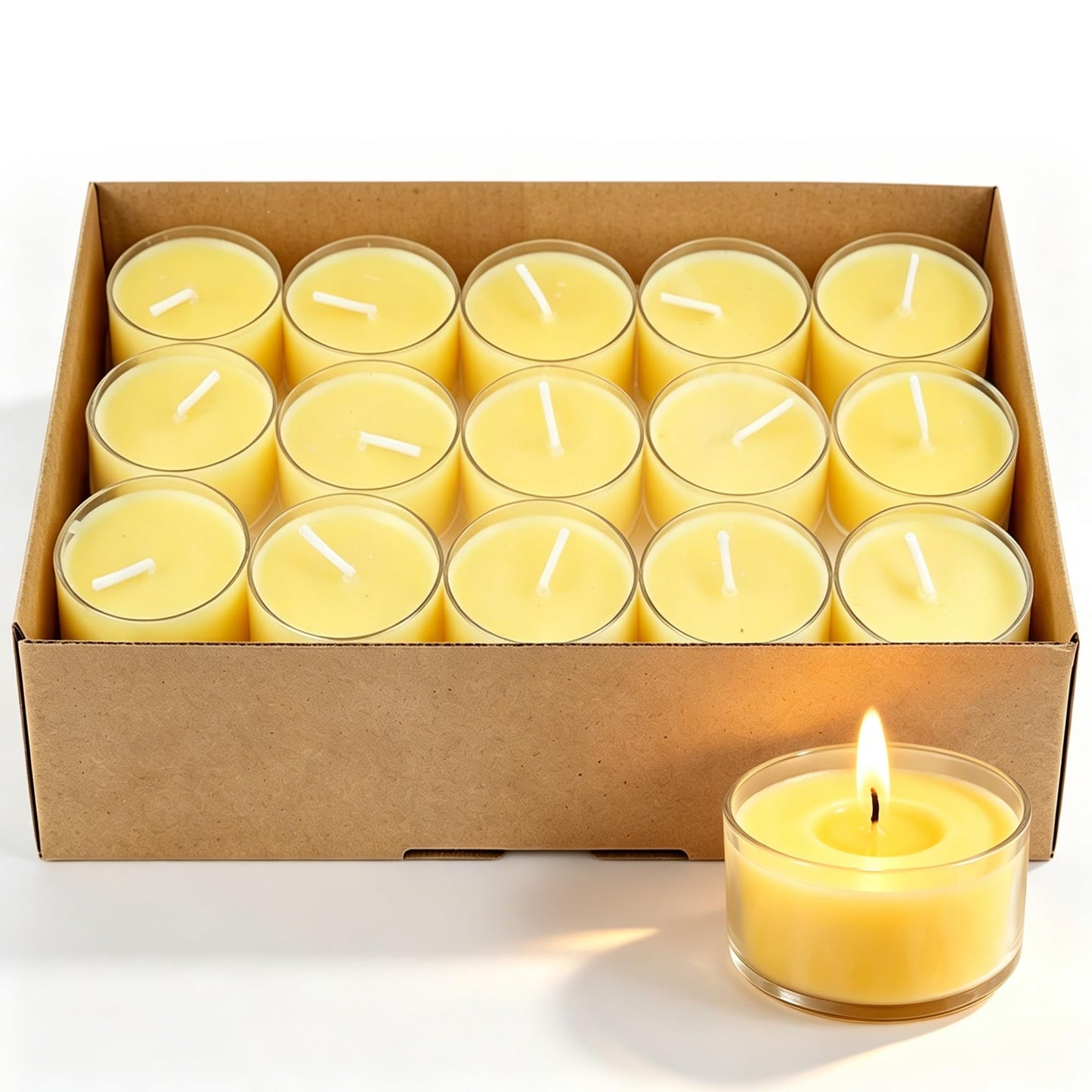 Tealight Citronella Candles Outdoor, 4Hours Soy Wax Tea Lights Candles for Patio, Garden, Yard, Terrace, Camping, Home, Indoor, Party, 30 Pack Acrylic Votive Candles for Weddings, Shabbat, Events