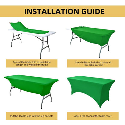 ZarzaaSik 6-Pack 6ft Spandex Table Covers for Rectangle Standard Folding Tables - Wrinkle Resistant Stretch Tablecloths - Ultimate Fitted Table Protector for Parties, Trade Shows, Wedding