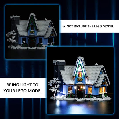YEABRICKS LED Light for Lego- 10293 Creator Expert Santa’s Visit Building Blocks Model: Remote-Control Version (Lego Set NOT Included)
