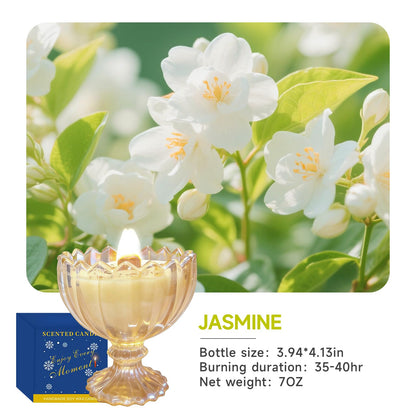 Joo Sko Jar Candy Bowl Shape Soy Wax Candle, Scented Jasmine Candles for Home Scented or As a Birthday/Holiday Candle Gift for Your Loved(7.05OZ/48Hours Burning)