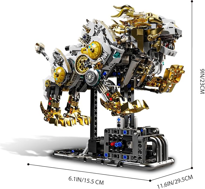 Mechanical Lion Building Set with Light Collectible Set for Adults Compatible with Lego Animal Authentically Detailed Build and Display Model for Home or Office Décor