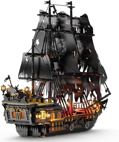 Pirate Ship Model Building Set for Adults Boys Girls Black Pearl Ship Model with Light Sail Boat Construction Toys Collectible Display Home Office Decor Birthday Gifts（1713 Pieces）